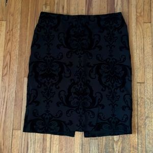 Black velvet pencil skirt
